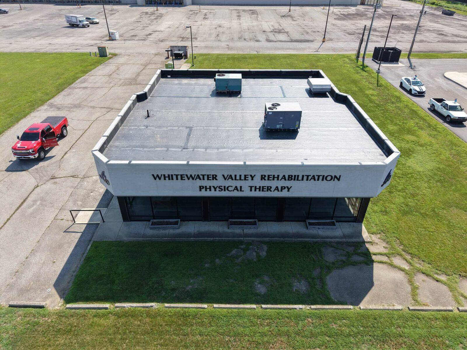 Whitewater Valley Rehabilitation and Physical Therapy with the completed roof.